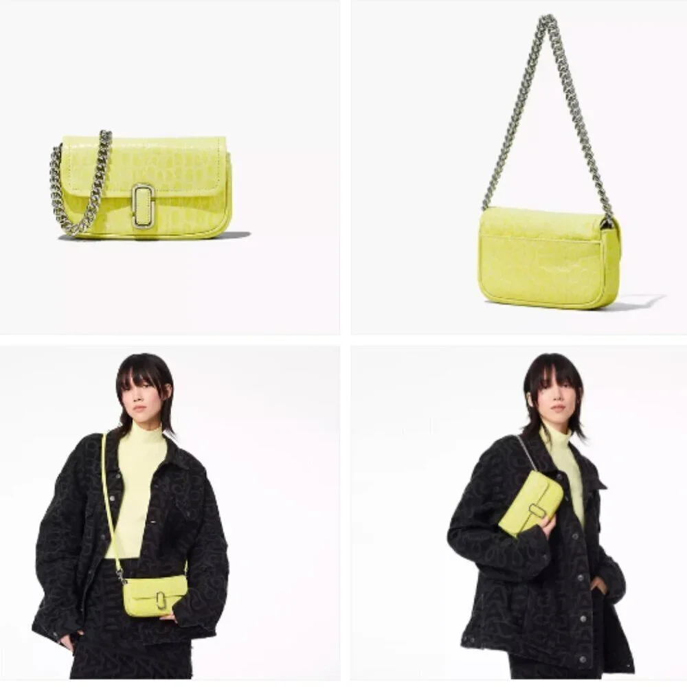 NWT! NEW！New Marc Jacobs J Marc Mini Shoulder Bag -Croc-embossed Leather Yellow